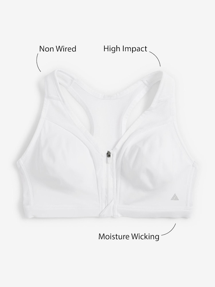 Black/White Next Active Sports High Impact Zip Front Bras 2 Pack - Image 7 of 7