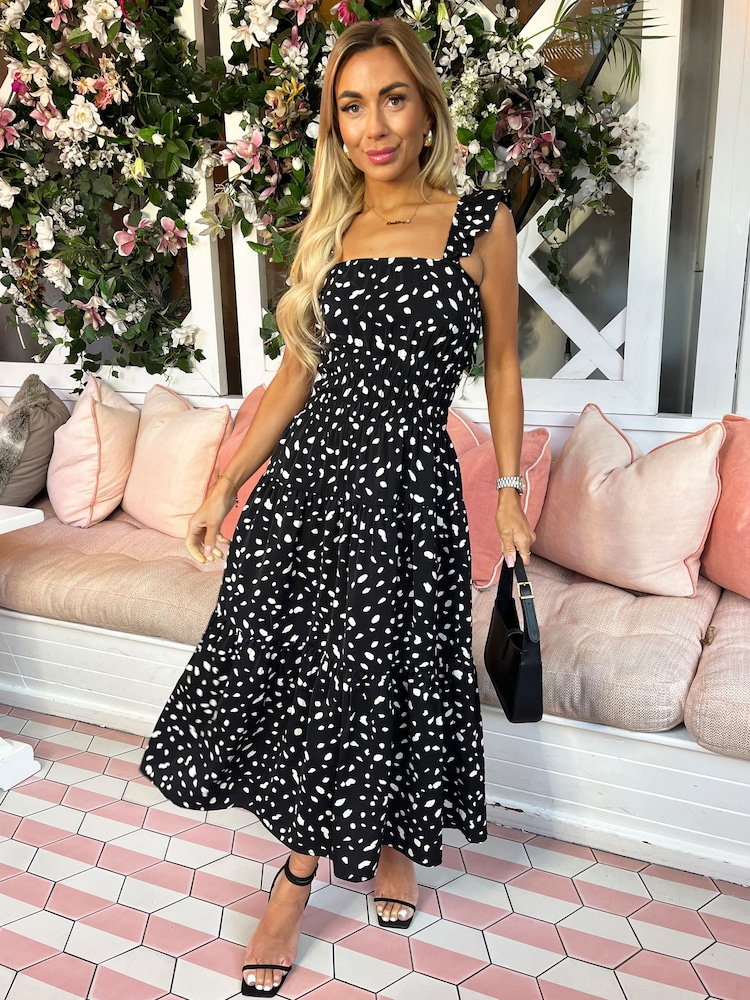 Printed Frill Strap Midi Dress - Image 4 of 4