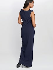 Gina Bacconi Merle Bow Shoulder Maxi Black Dress - Image 2 of 5