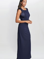 Gina Bacconi Merle Bow Shoulder Maxi Black Dress - Image 3 of 5