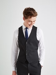 MOSS Charcoal Grey Stretch Suit: Waistcoat - Image 4 of 7