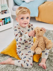 JoJo Maman Bébé Natural Boys' 2-Pack Tractor Jersey Pyjamas - Image 10 of 11