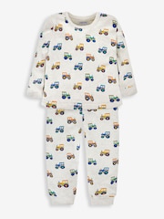 JoJo Maman Bébé Natural Boys' 2-Pack Tractor Jersey Pyjamas - Image 3 of 11