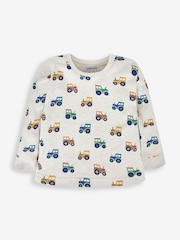 JoJo Maman Bébé Natural Boys' 2-Pack Tractor Jersey Pyjamas - Image 6 of 11