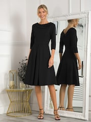 Jolie Moi Black 3/4 Sleeve Sloane Midi Dress - Image 1 of 10