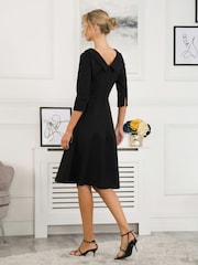 Jolie Moi Black 3/4 Sleeve Sloane Midi Dress - Image 3 of 10