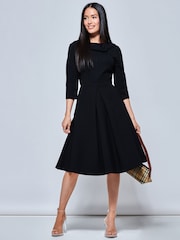 Jolie Moi Black 3/4 Sleeve Sloane Midi Dress - Image 5 of 10