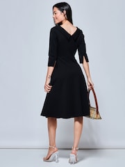 Jolie Moi Black 3/4 Sleeve Sloane Midi Dress - Image 6 of 10