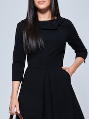 Jolie Moi Black 3/4 Sleeve Sloane Midi Dress - Image 8 of 10