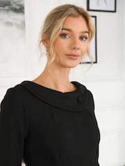 Jolie Moi Black 3/4 Sleeve Sloane Midi Dress - Image 9 of 10