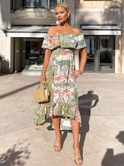 AX Paris Bardot-Midikleid mit Paisley-Muster, Grün - Bild 1 von 4