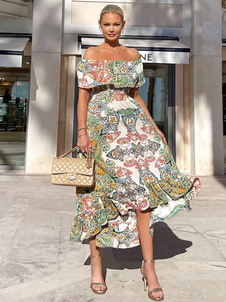 AX Paris Bardot-Midikleid mit Paisley-Muster, Grün - Bild 4 von 4