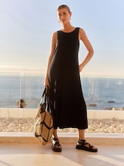 Black 100% Cotton Sleeveless Jersey Dress - Image 2 of 6