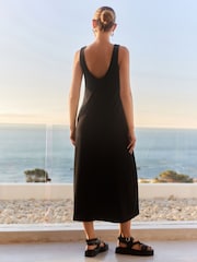 Black 100% Cotton Sleeveless Jersey Dress - Image 3 of 6