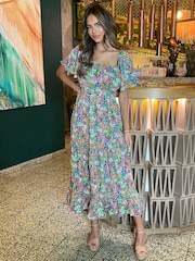 AX Paris Grünes Midikleid im Bardot-Stil mit Blumenmuster - Bild 4 von 4