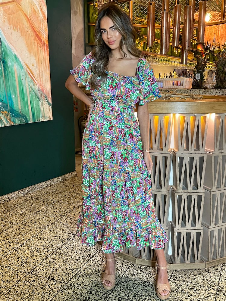 AX Paris Grünes Midikleid im Bardot-Stil mit Blumenmuster - Bild 4 von 4