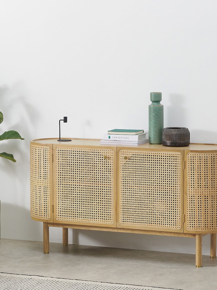 MADE.COM Natural Oak and Rattan Ankhara Sideboard - Image 1 of 3