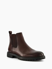 Dune London Brown Created Cleated Sole Chelsea Boots - Image 5 of 7