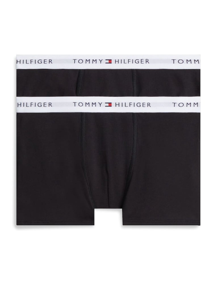Tommy Hilfiger Black Signature Logo Waistband Trunks 2-Pack - Image 1 of 3 Tommy Hilfiger Black Signature Logo Waistband Trunks 2-Pack - Image 1 of 3