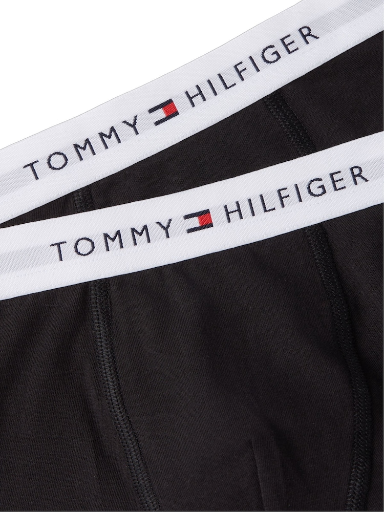 Tommy Hilfiger Black Signature Logo Waistband Trunks 2-Pack - Image 3 of 3 Tommy Hilfiger Black Signature Logo Waistband Trunks 2-Pack - Image 3 of 3