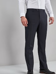 Navy Blue Regular Fit Stretch Smart Trousers - Image 1 of 3