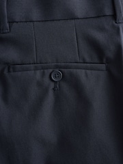 Navy Blue Regular Fit Stretch Smart Trousers - Image 10 of 11