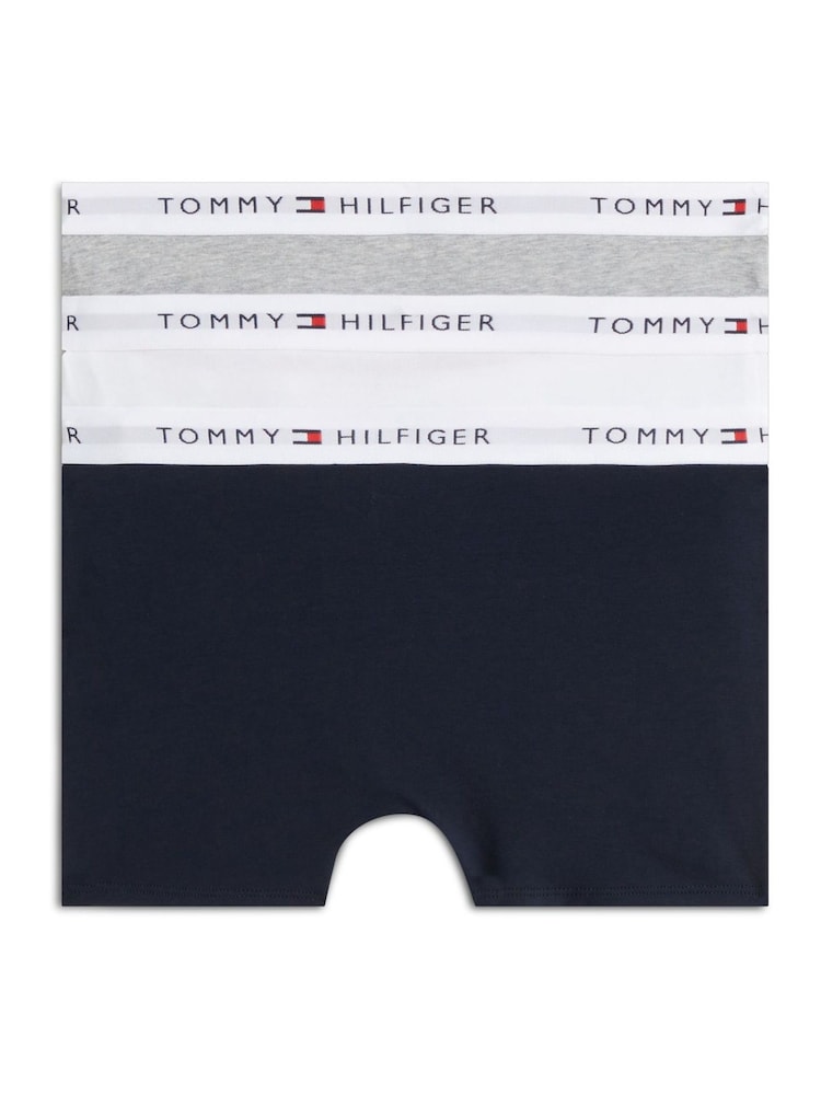 Tommy Hilfiger Grey Signature Logo Waistband Trunks 3-Pack - Image 2 of 3 Tommy Hilfiger Grey Signature Logo Waistband Trunks 3-Pack - Image 2 of 3