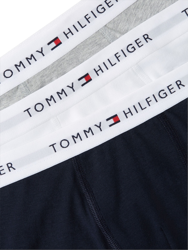 Tommy Hilfiger Grey Signature Logo Waistband Trunks 3-Pack - Image 3 of 3 Tommy Hilfiger Grey Signature Logo Waistband Trunks 3-Pack - Image 3 of 3