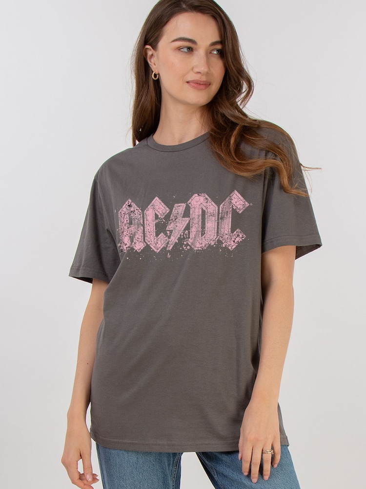 Brands In Grey Acdc Distressed Logo T-Shirt - Image 1 of 4