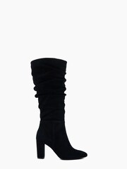 Dune London Black Stigma Ruched Knee-High Boots - Image 1 of 6