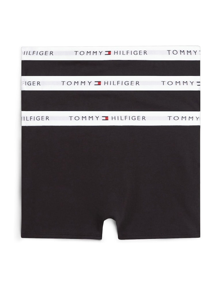 Tommy Hilfiger Black Signature Logo Waistband Trunks 3-Pack - Image 2 of 3 Tommy Hilfiger Black Signature Logo Waistband Trunks 3-Pack - Image 2 of 3