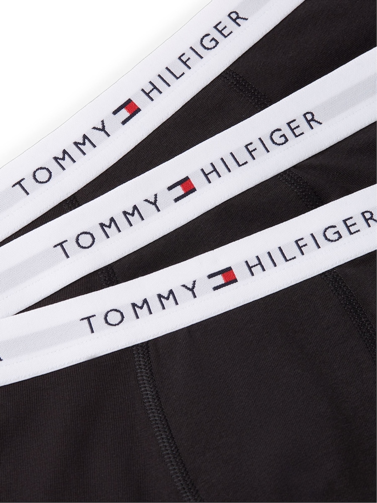 Tommy Hilfiger Black Signature Logo Waistband Trunks 3-Pack - Image 3 of 3 Tommy Hilfiger Black Signature Logo Waistband Trunks 3-Pack - Image 3 of 3
