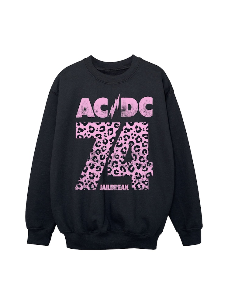 Rags & Rascals ACDC 74 Leopard Black Sweat Top - Imagen 2 de 4