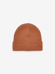 Rust Brown Flat Knit Beanie Hat (3mths-16yrs) - Image 1 of 2