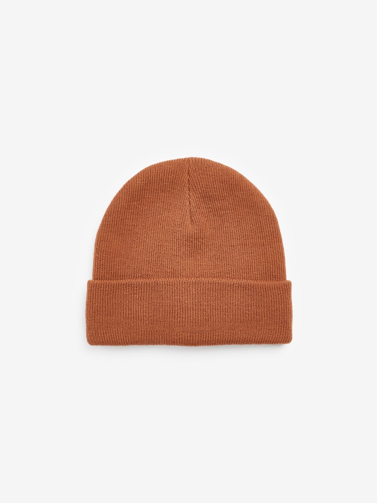 Rust Brown Flat Knit Beanie Hat (3mths-16yrs) - Image 1 of 2