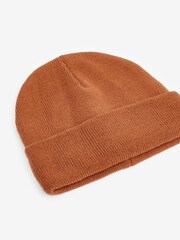 Rust Brown Flat Knit Beanie Hat (3mths-16yrs) - Image 2 of 2
