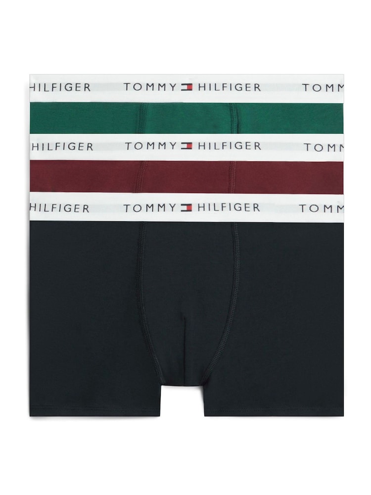 Tommy Hilfiger Blue Signature Logo Waistband Trunks 3-Pack - Image 1 of 3 Tommy Hilfiger Blue Signature Logo Waistband Trunks 3-Pack - Image 1 of 3