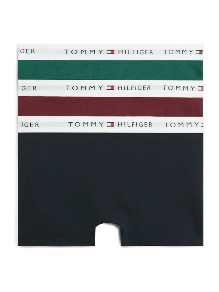 Tommy Hilfiger Blue Signature Logo Waistband Trunks 3-Pack - Image 2 of 3 Tommy Hilfiger Blue Signature Logo Waistband Trunks 3-Pack - Image 2 of 3