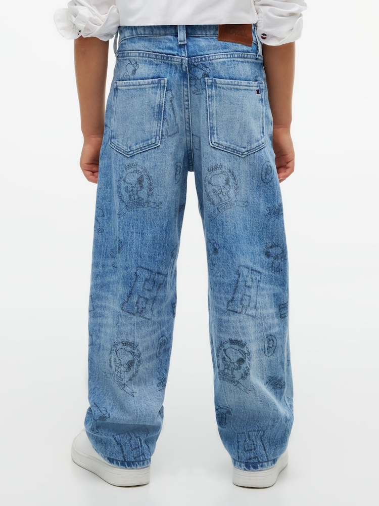Tommy Hilfiger Peanuts® Graphic išblukinti laisvi džinsai - 2 paveikslėlis iš 6