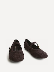 Brązowy zamszowy - Linzi Index Woven Mary Jane Shoes - Obraz 3 z 6