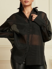 Jolie Moi Black Organza Cut-Out Back Shirt - Image 6 of 6