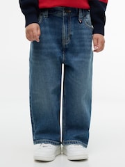 Tommy Hilfiger Blue Graphic Elasticated Waist Wide Leg Jeans - Image 1 of 7