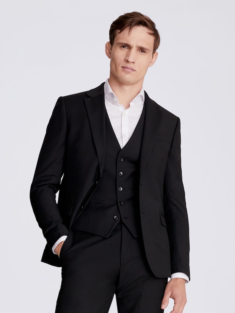 Schwarz - Slim Fit - MOSS Anzug mit Stretch: Sakko - Bild 1 von 6 Schwarz - Slim Fit - MOSS Anzug mit Stretch: Sakko - Bild 1 von 6