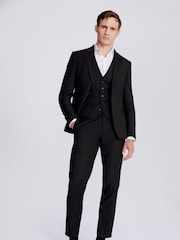 MOSS Black Slim Stretch Suit: Jacket - Image 3 of 6