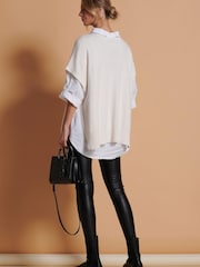 Jolie Moi Cream Button Side Knitted Vest - Image 2 of 6