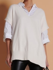 Jolie Moi Cream Button Side Knitted Vest - Image 3 of 6