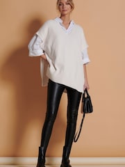 Jolie Moi Cream Button Side Knitted Vest - Image 4 of 6
