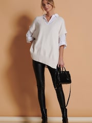 Jolie Moi Cream Button Side Knitted Vest - Image 6 of 6