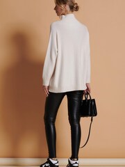 Jolie Moi Cream Loose Fit High Neck Jumper - Image 2 of 6