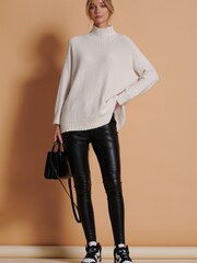 Jolie Moi Cream Loose Fit High Neck Jumper - Image 3 of 6